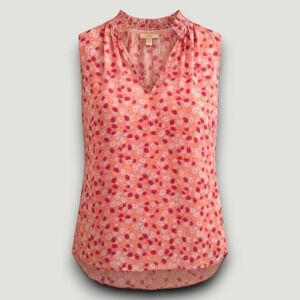 ON 34th Womens Blouse Cotton XL Pink Floral Cottagecore Casual Sleeveless
